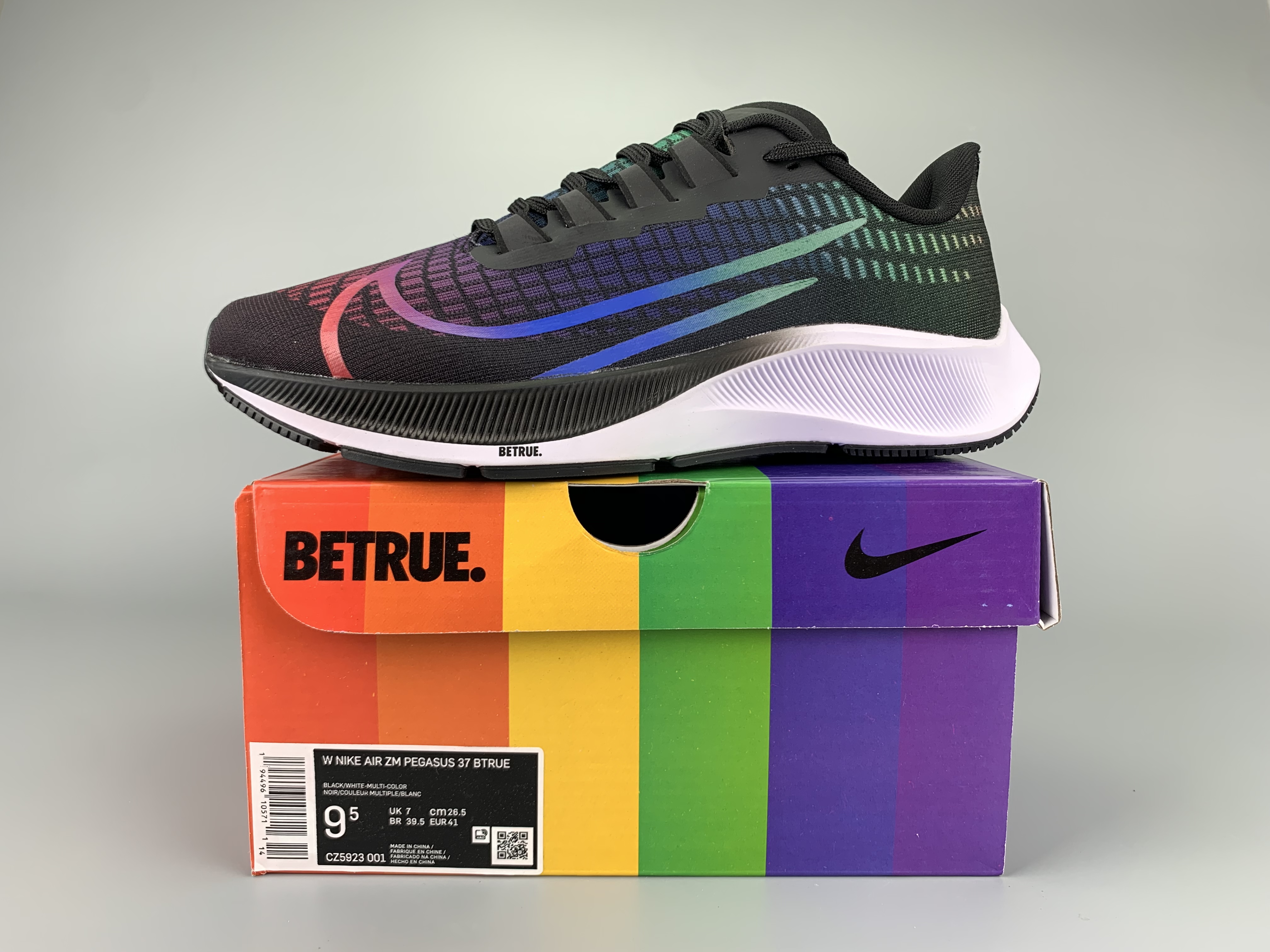 Nike Zoom Pegasus 37 Black Rainbow White Shoes